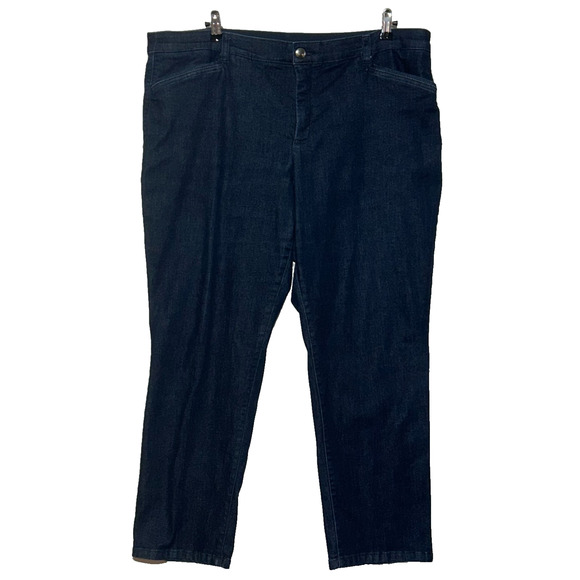 CJ Banks Jeans Womens 22W Petite Blue Stretch Measures 42x27 Signature Slimming - Picture 1 of 9